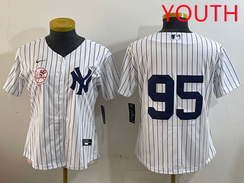 Youth New York Yankees #95 No Name White Stripe Game 2025 Nike MLB Jersey style 8->youth mlb jersey->Youth Jersey